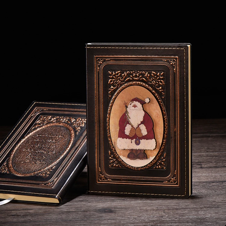 Creative Retro Santa Claus Notebook Hand Account Book Christmas Exquisite Embossed Diary Hardcover Notepad