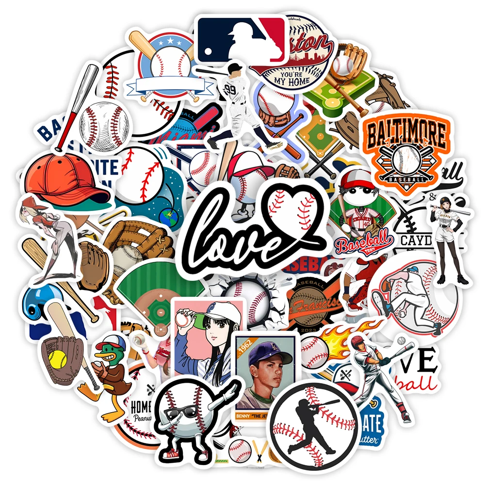 Baseball Logo Stickers Fun DIY Kids Toys Gift Decoration Decal for Laptop Scrapbook Phone Bottles Luggage Bags Waterproof