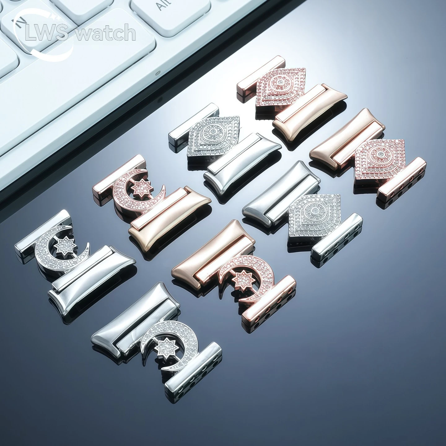 For Huawei Honor 4 Watch Modification Accessories: Metal Connector Beads, Light Luxury Diamond-Studded Beads, DIY Accessories