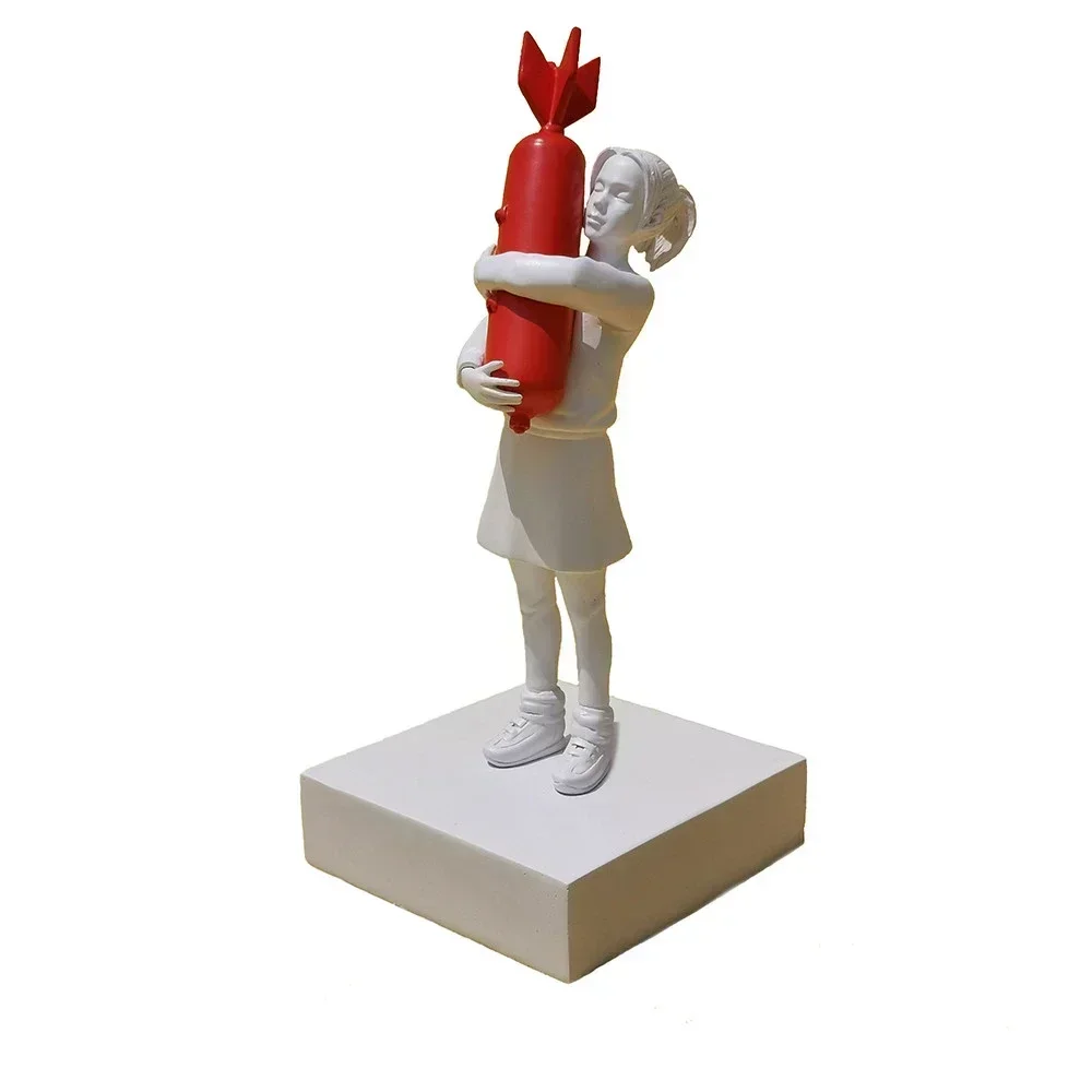 

Bomb Peace Girl Banksy Sculpture Bomb Girl Street Art Resin Statue Creative Home Decor Modern Figurines Simple Packing Crafts