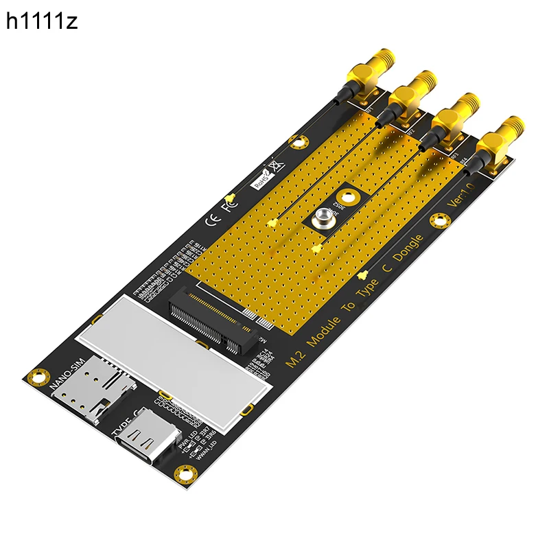 M.2 3G/4G/5G Module to Type C Riser with 2.4/5G Antenna NANO SIM Card Slot + USB3.0 Cable for RM500Q RM500U GM800 SIM8200 Module