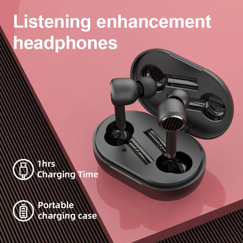 Sound Amplifier Earbuds Rechargeable with Charging Case 1 set Digital for TV Watching Conversation Outdoor