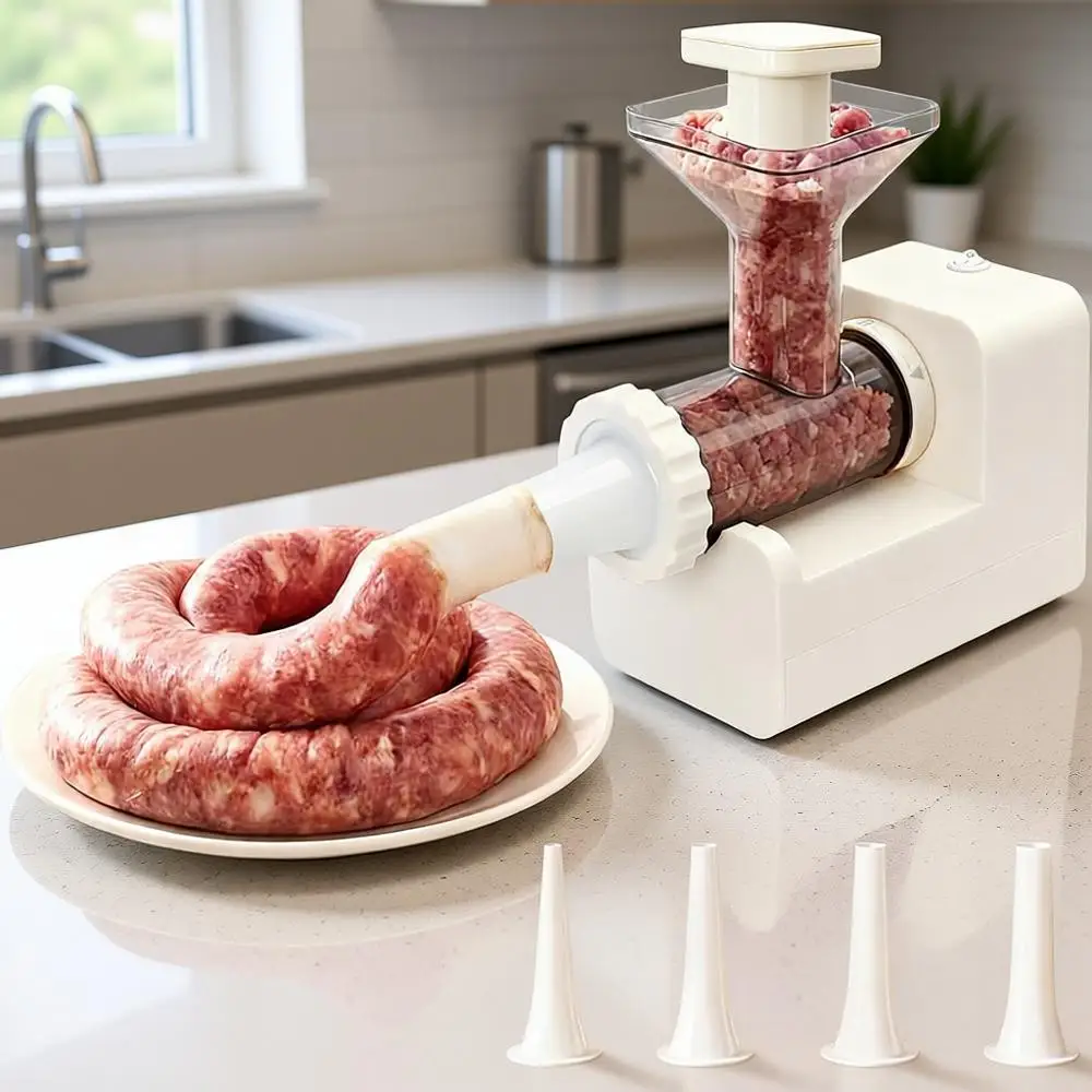 

4-Tube Sausage Stuffer: One-Button Start, 11lbs Meat in 5 Minutes – Homemade Sausage Maker or Hot Dogs