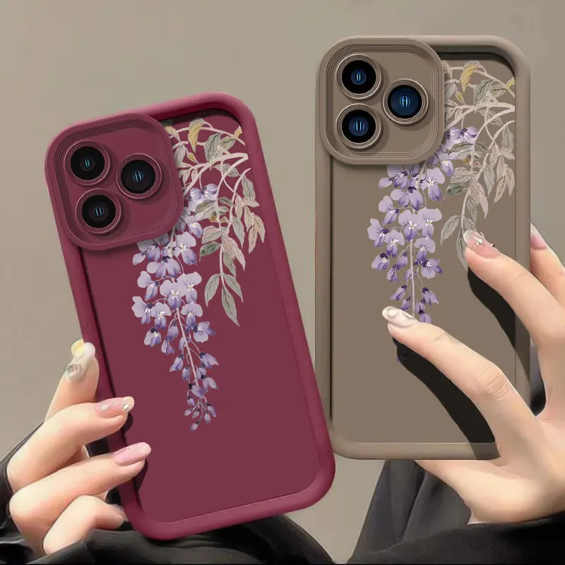 Blooming Purple Flowers Case For OPPO Realme 12 11 5 7I 8I GT 3 6 NEO 5 Master Pro Plus Shockproof Silicone Soft Phone Cover