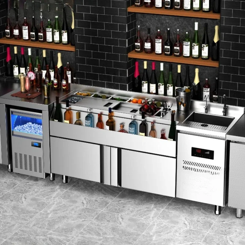 Commercial refrigerated wine console integrated workbench
