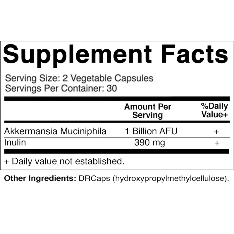 Vitamin Akkermansia Muciniphola for Intestinal Health -60 DR Capsules (delayed Release) - Made From Prebiotic Inulin Fiber