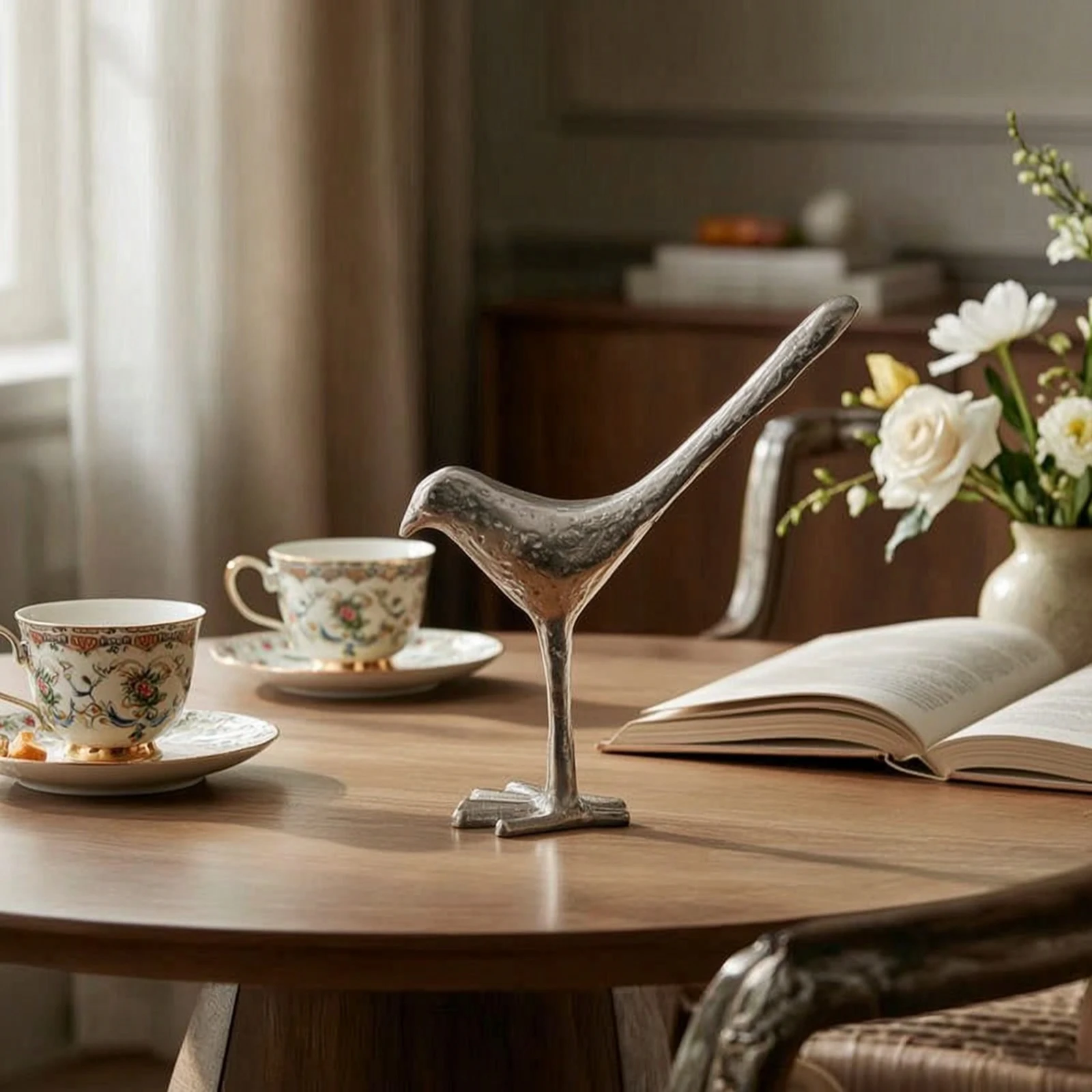 Bird Figurine Sleek Bird Figurine with Base Ornament Compact Decor Indoor for Shelf, Living Room