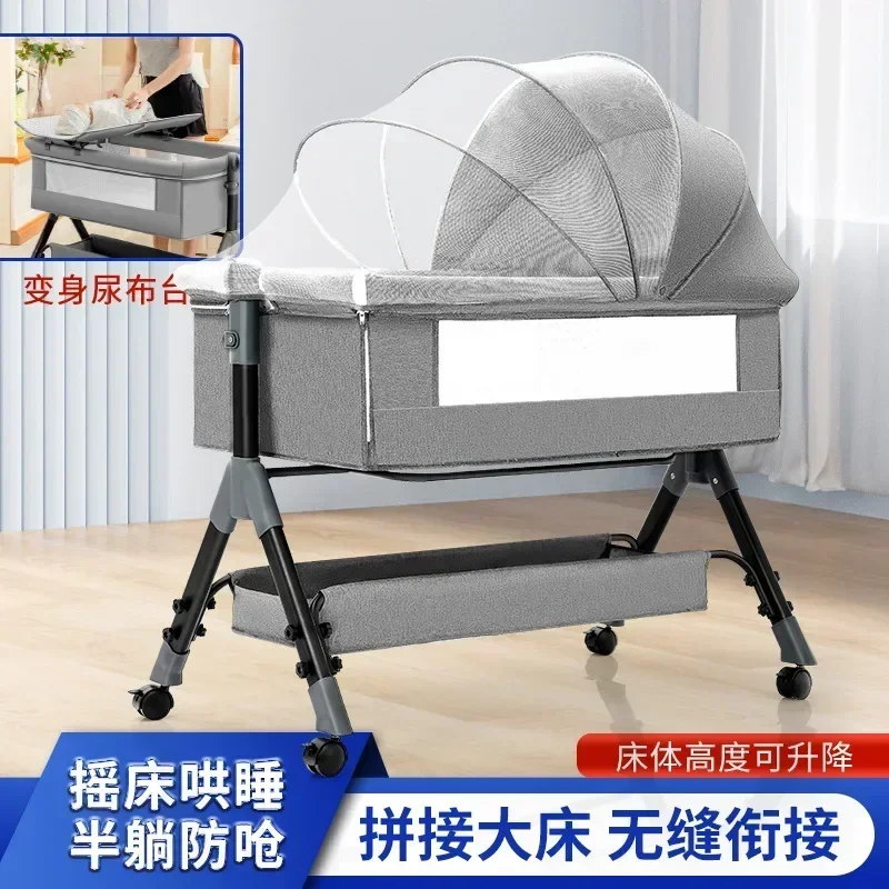 Multifunctional Baby Cribs Portable Splicing Bed Multi-function Folding Cradle Bed Neonatal Bedside Bed Baby