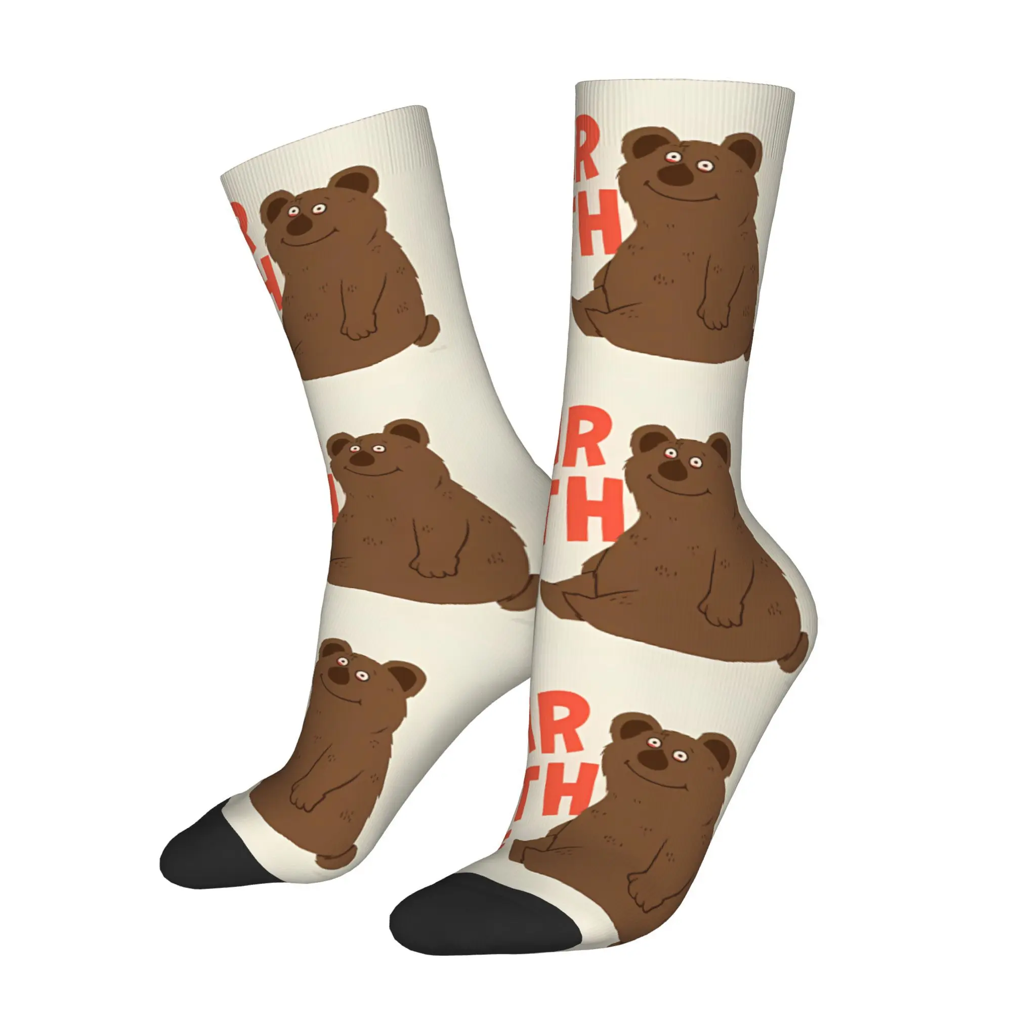 

Funny Crazy Sock for Men Bear Cute Cartoon Harajuku Pattern Printed Crew Sock Novelty Gift