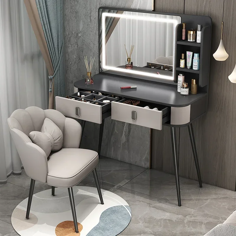 Luxury Vanity Table Bedroom Modern Simple Net Red Mirror Makeup Table Small Bedside Storage Cabinet Book Table Integration