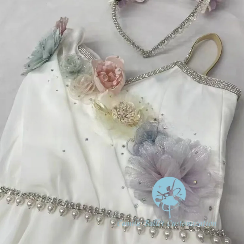 La última falda corta de tul de gasa para actuación de competición PDE de ballet de Cupido blanco a medida para adultos y niños