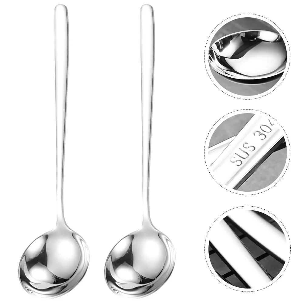 

2pcs Stainless Steel Large For Kitchen Home Restaurant Rust Resistant Long Handle Ladles Serving Cooking Utensil Gravy Ladle Hot