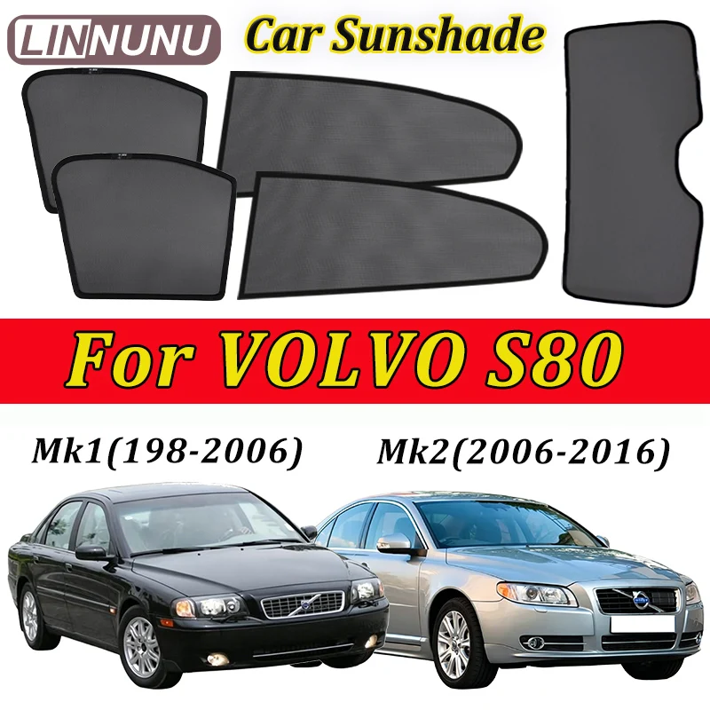 LINNUNU Magenetic Car Sunshade For VOLVO S80 1998-2006-2016 P2 P3 Windshield Curtain Window Sun Shade UV Protection accessories