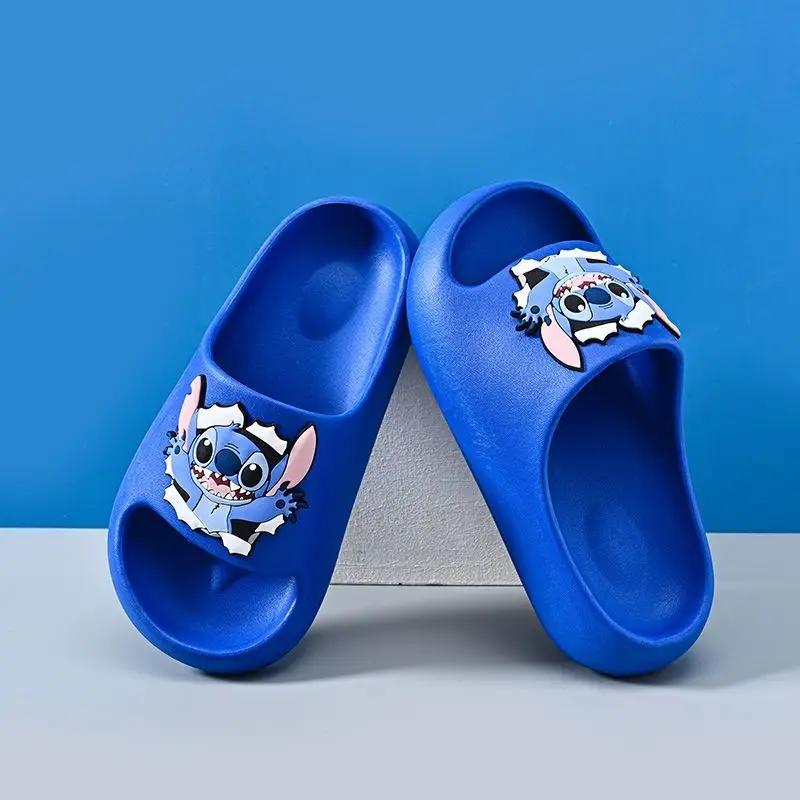 Disney Lilo & Stitch Cartoon Stitch Casual Bathroom Slippers for Boys and Girls Trendy Anime Non-Slip Soft Sole Home Shoes