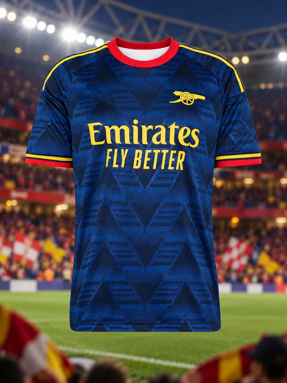 Arsenal 26-27 Away Soccer Jersey Blue Geometric Men Crew Neck Short Sleeve Fan Match Training