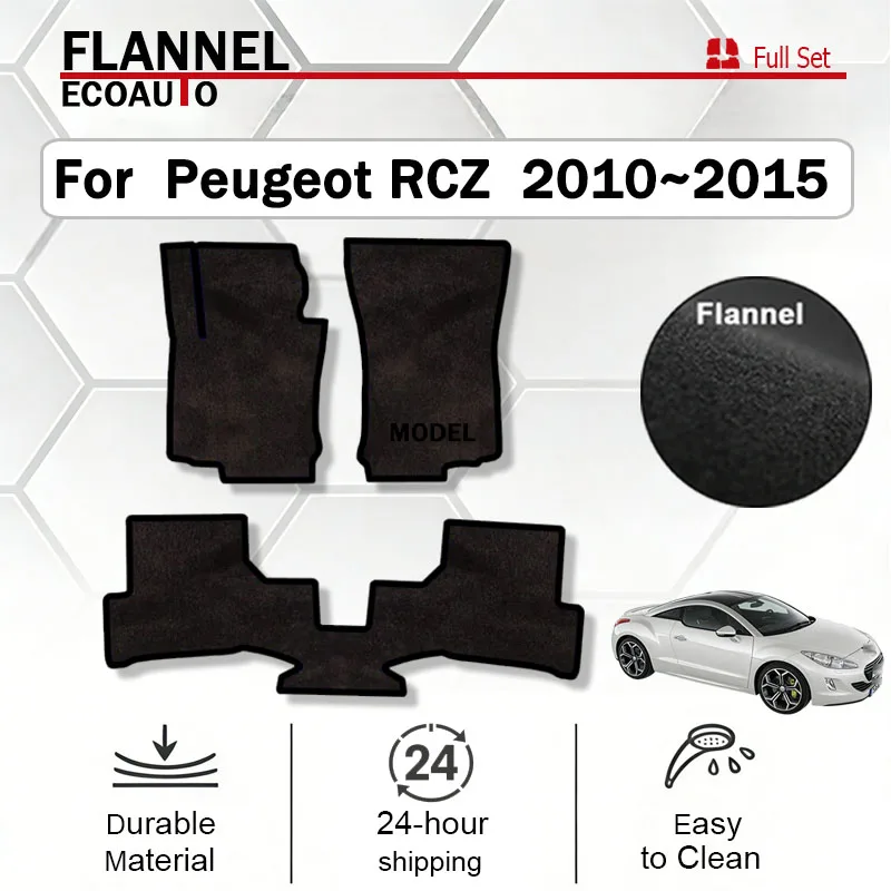 

ECOAUTO Flannel For Peugeot RCZ T75 R Hybrid4 2010~2015 Car Floor Mats Footpads Carpets Cover Rugs Foot Pad Auto Accessories