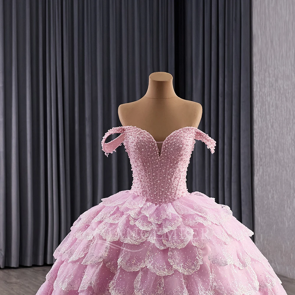 Abiti stile Quinceanera con spalle scoperte Corsetto personalizzato in rilievo Organza Abito dolce 16 Abito da ballo a strati Abiti 15 Anos Princes lucidi