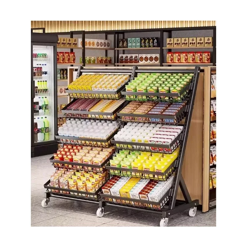 Supermarket Vegetable and Fruit Shelf Commercial Snack/Candy/Photo Chips Stand Convenience Store Display Shelves with Basket view 3