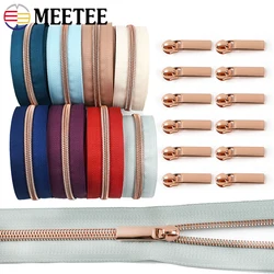 2/3/4/5M 5# RoseGold Sewing Zipper Tapes Nylon Zippers Sliders Pulls Bag Shoes Zips By The Meter Repair Kit DIY Accessories