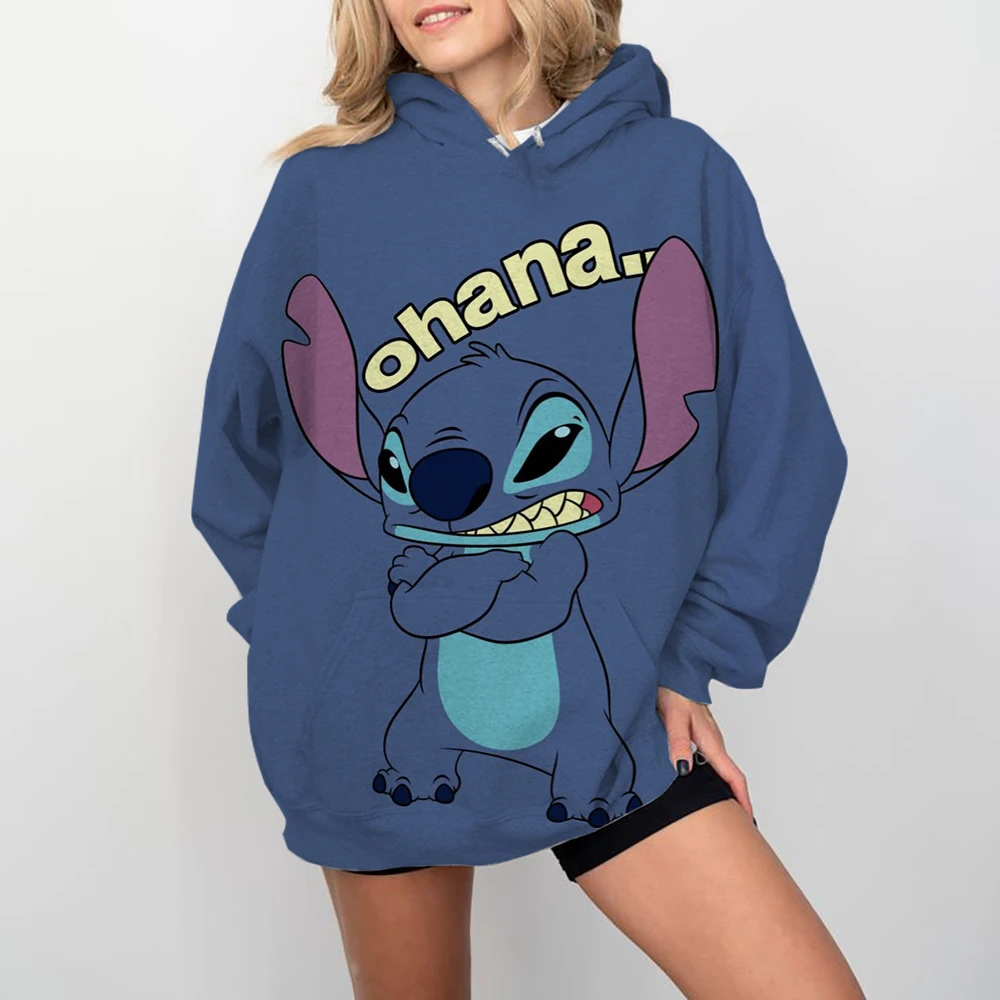 Adorável moletom feminino disney stitch lazer streetwear moletom y2k jovem mulher roupas senhoras moda de alta qualidade S-3XL