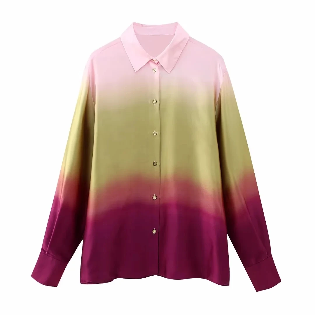 

Блузка Женская атласная с принтом и длинным рукавом, на одной пуговице