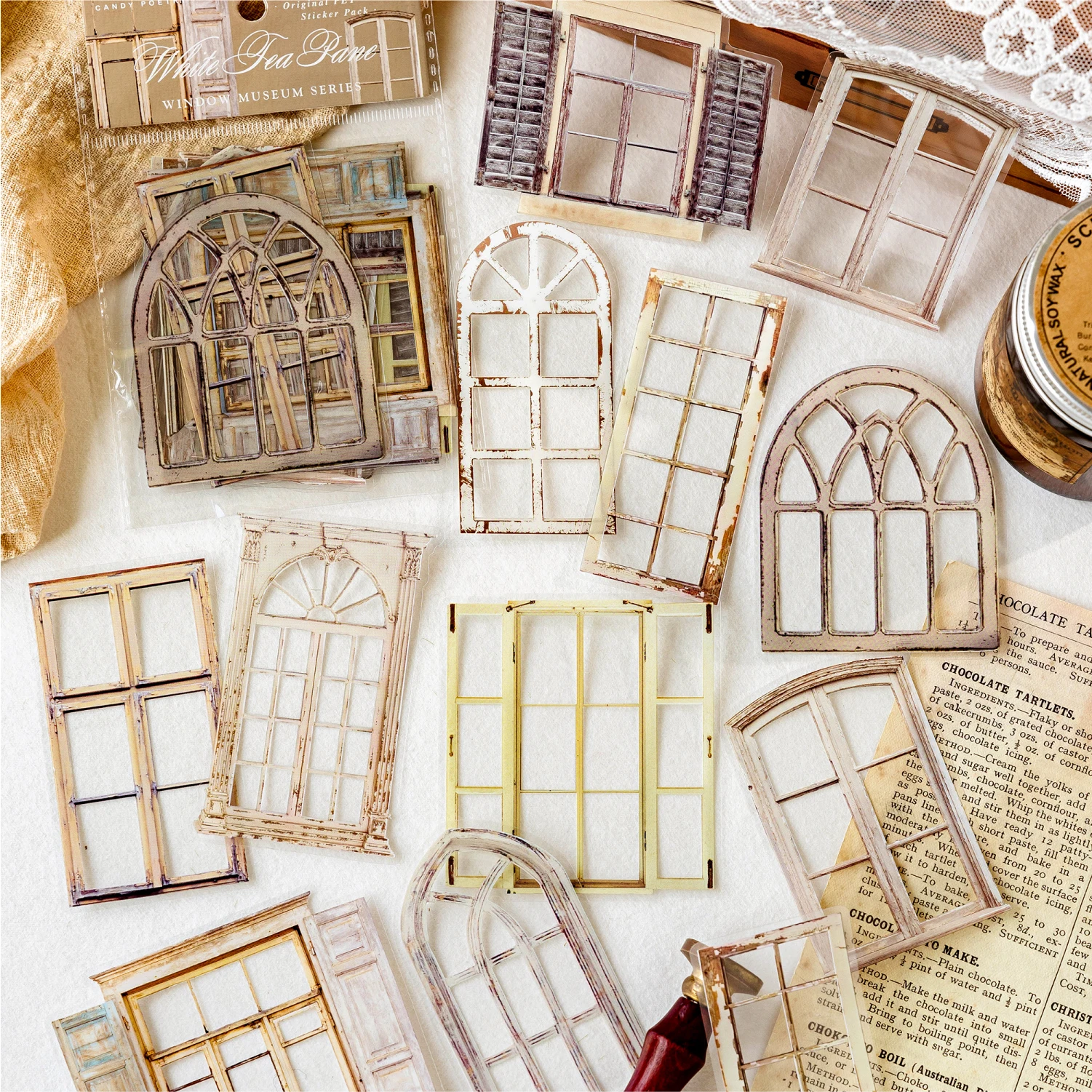 20 шт., ПЭТ-материал, наклейки на двери, окна, мусорный журнал, планировщик, скрапбукинг, винтажные декоративные принадлежности для рукоделия, сделай сам