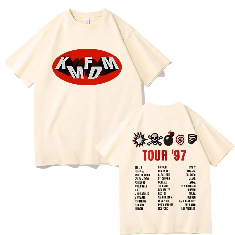 Rock Band Kmfdm Tour 97 T Shirt Men Women Vintage Gothic Punk Tshirt Men\'s 100% Cotton Casual Oversized T-shirts 90s Streetwear