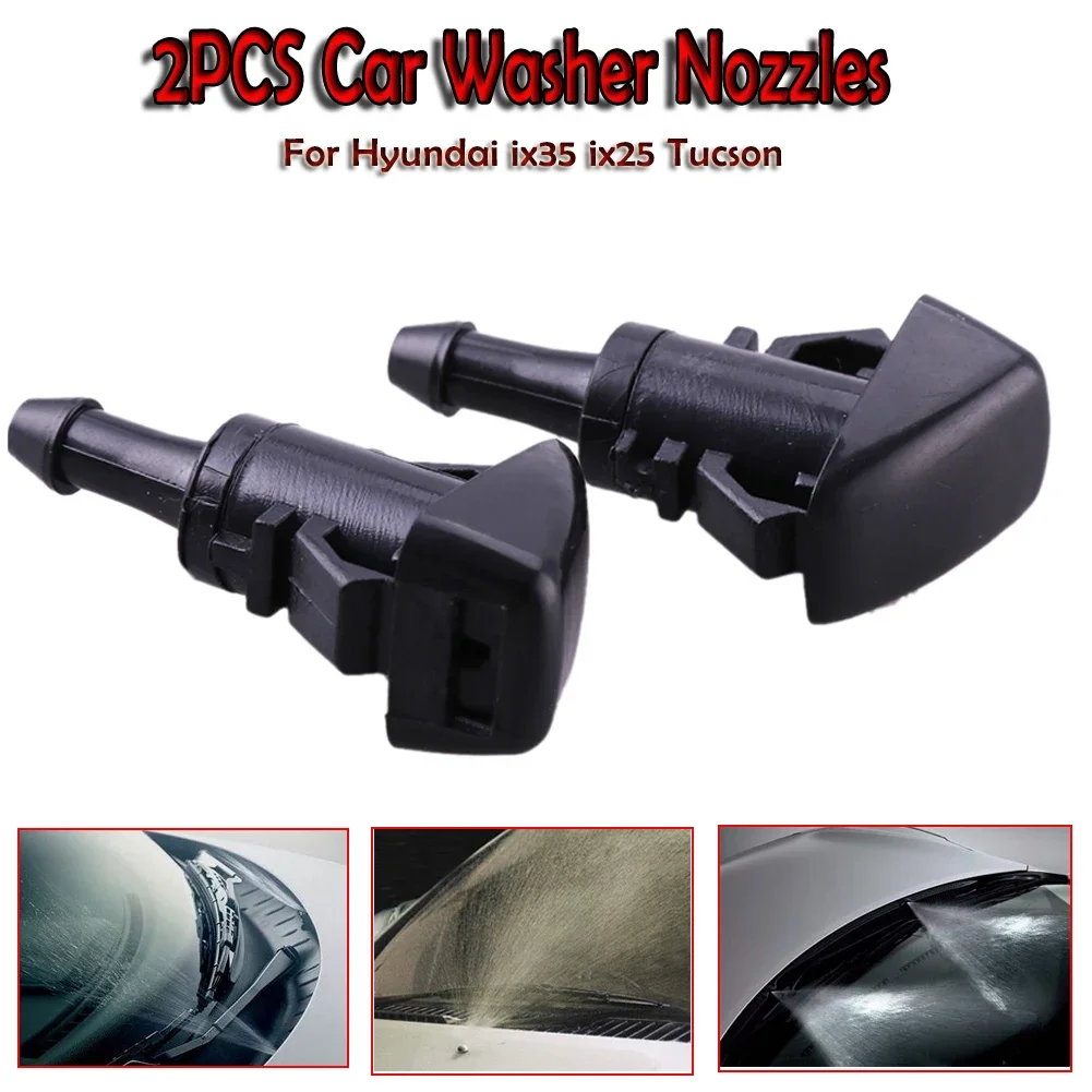 2Pcs Front Windshield Washer Jet Nozzle For Hyundai ix35 Tucson Accent Equus Sonata Solaris ix25