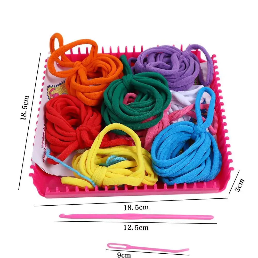 Handcraft Pot Holder Loom Knitting Kits Loom Frame Knitting Potholder Loops Crafts Kit Colorful Rope Ring Weaving