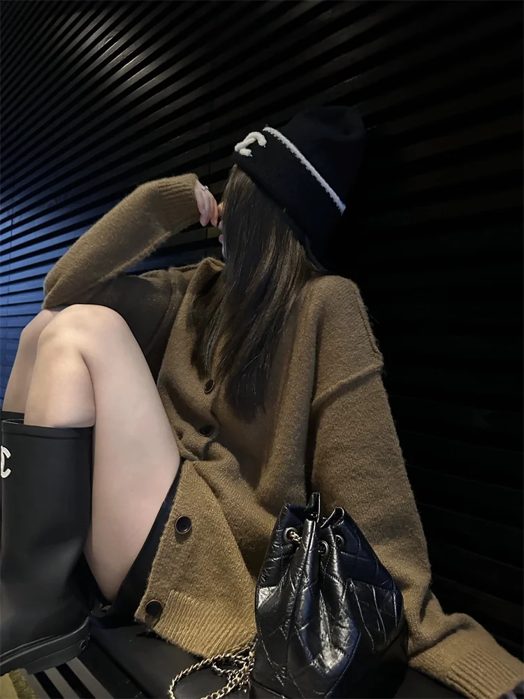 

Теплый свободный женский свитер, пальто Lazy Sle, осенне-зимний кардиган, длинный свек, обычный крой, удобный топ из смеси полиэстера