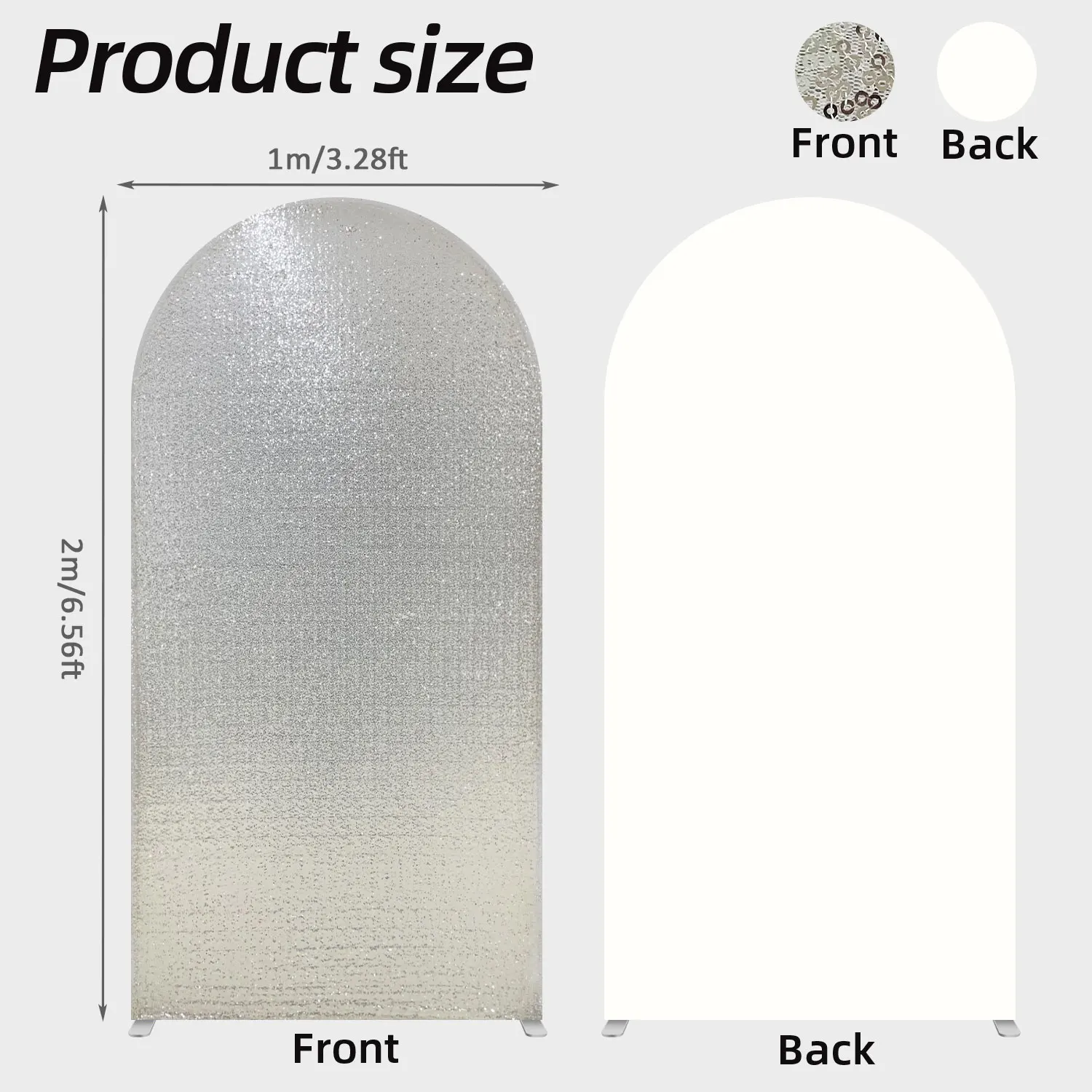 غطاء قوس الزفاف الأنيق مقاس 78.7 بوصة خلفية ترتر لامع | غطاء إطاري قوس لامع لعيد الميلاد، زينة استحمام الطفل #2