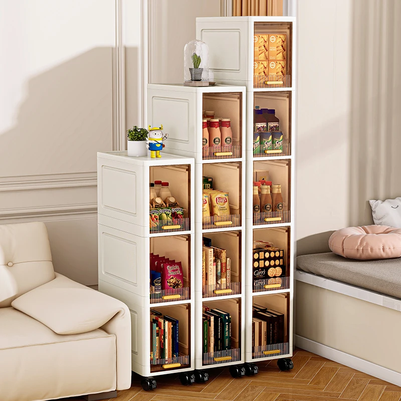 

20cm Slim Storage Cabinet, 3/4/5-Tier Narrow Rolling Organizer with Wheels, Space-Saving Shelf White Multi-Purpose Storage