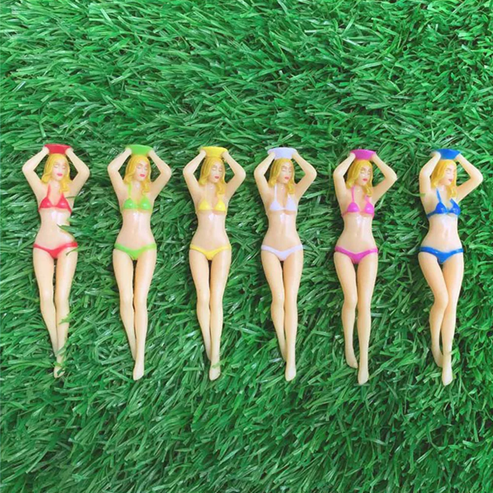 6Pcs/Pack Women\'s Plastic Golf Tees Accessories Size 76mm(3inch) Sexy Bikini Tees Gift Newest Design Plastic Golf Tees