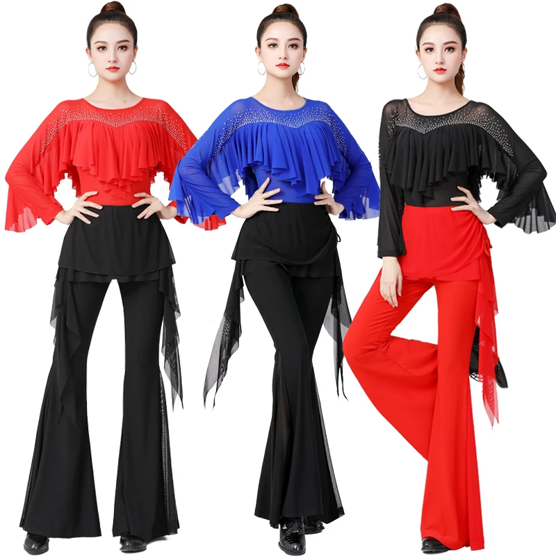 

Одежда для бальных танцев с рюшами, балетные стандартные женские топы, Латиноамериканский костюм, элегантная Современная праздничная одежда, Классическая рубашка