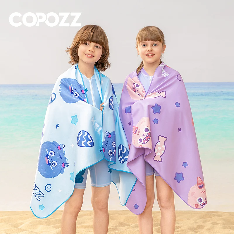 COPOZZ Microfiber Trẻ Em Đi Biển Nhanh Khô Nước Thể Thao Bơi Khăn Hoạt Hình In Du Lịch Thể Thao Thấm Hút Nước Khăn Tắm