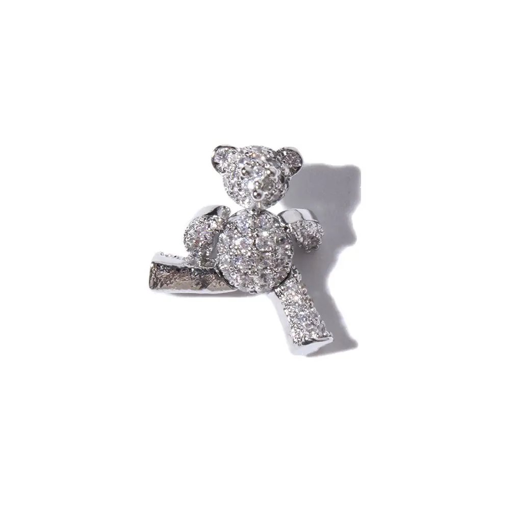 زينة أظافر ثلاثية الأبعاد على شكل دب من الزركون اللامع بلون الذهب الوردي، مجوهرات أظافر للزينة والديكور