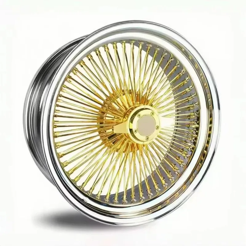 Factory Stagger Gold Wire Wheel Spoke Wire Wheels Spoke Reverse Cross Straight Silver Chrome Knock Off Golden Steel Wire Rims 2