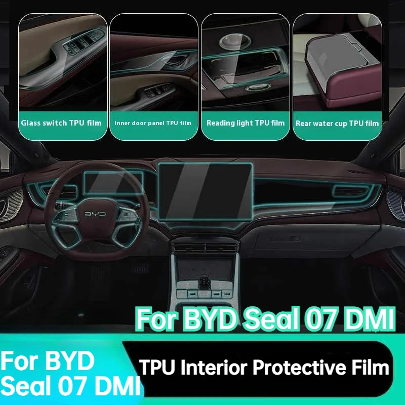 For BYD Seal 07 DMI TPU Protective Film for Central Control, Gear Shift, Windows - Anti-scratch Interior Upgrade Car Accessories