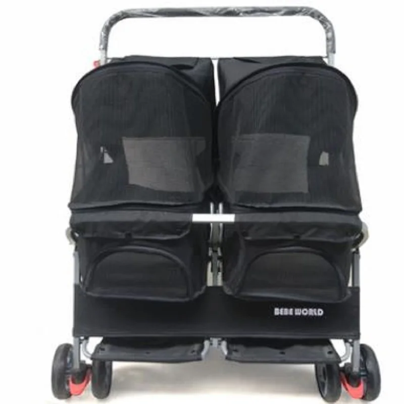 Advanced Double Seat Dog Pram Light Folded Instantly Cat Stroller 8-Wheel Pet Carrier Puppy Outdoors Accessories