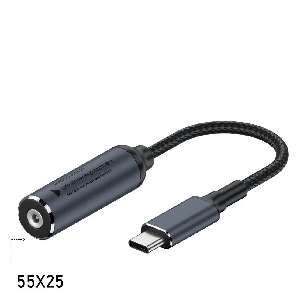 PD 100W DC to Type C Converter 5.5X2.5 7.4X0.6 Square Mouth Laptop Charging Cable Tablet Mobile Phone for Lenovo/HP/Samsung