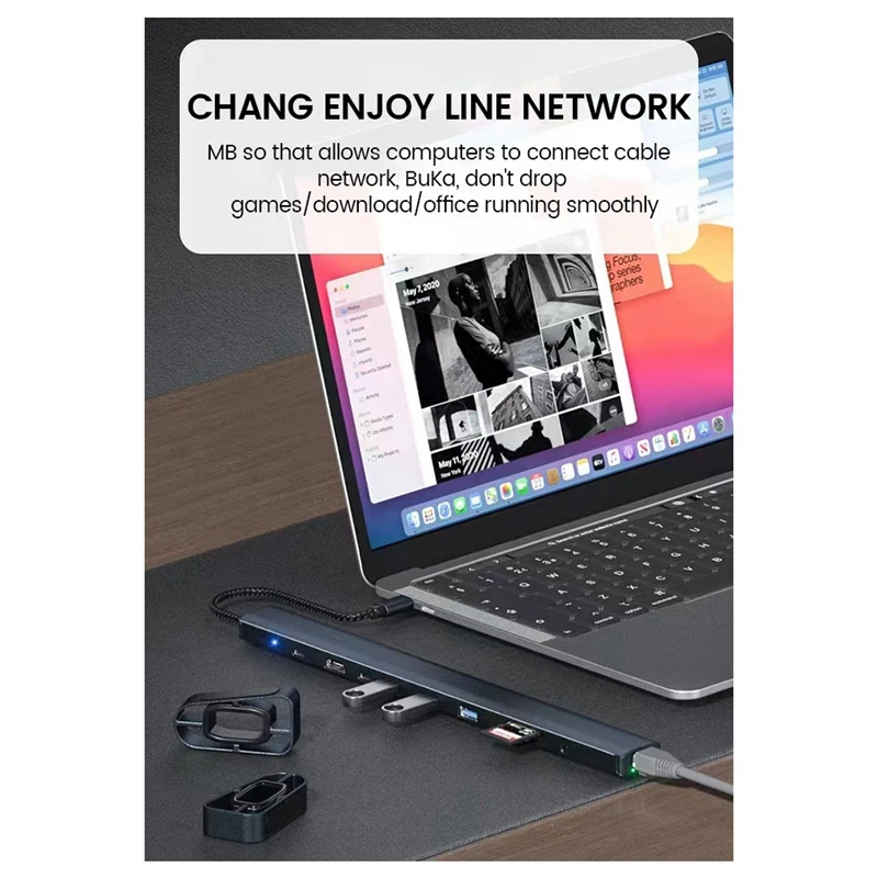

Multi-Port Splitter Adapter USB TYPE-C To 3.0USB PD100W Docking Station Laptop Stand
