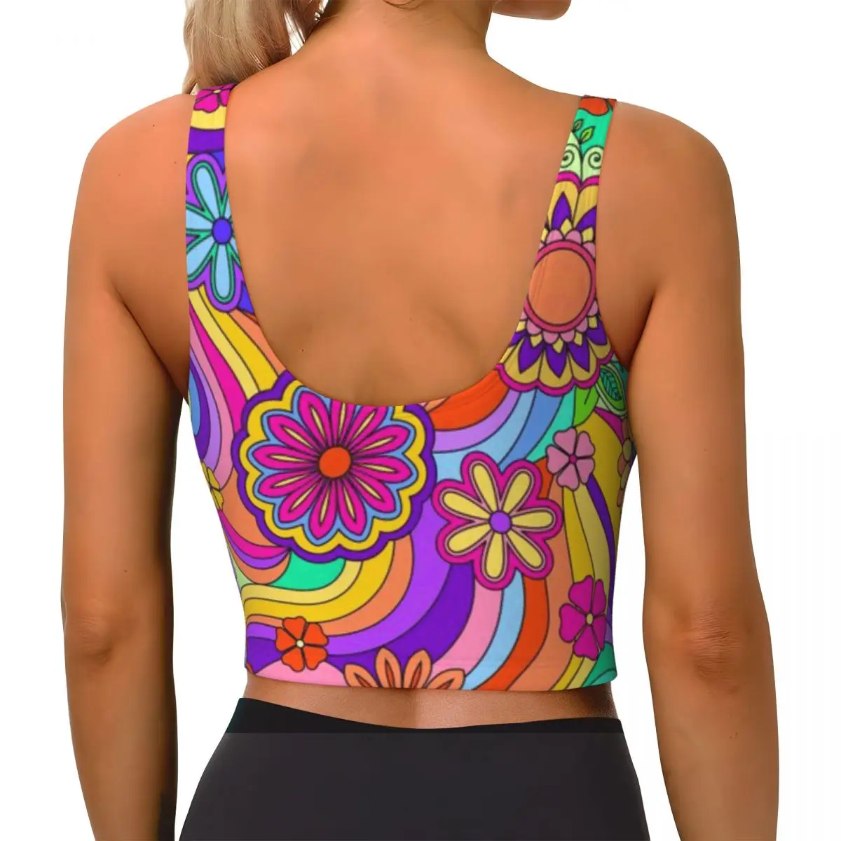 Sleeveless Fitness Top Groovy Psychedelic Flower Power Indoor Sports Activewear Top