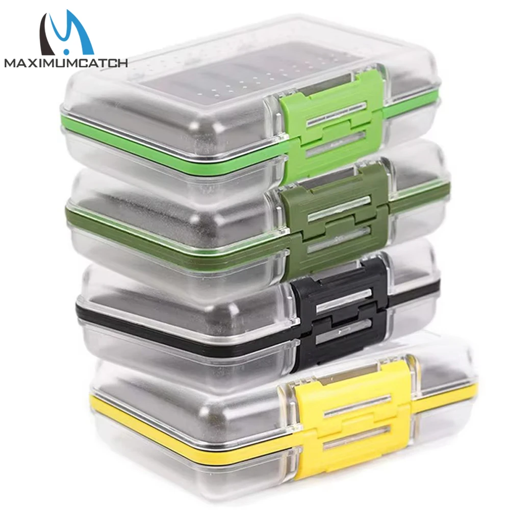 Maximumcatch DIN Waterproof Fly Box - 150x105x45mm ABS Plastic Double-Sided for Dry/Wet Flies Fishing Tackle