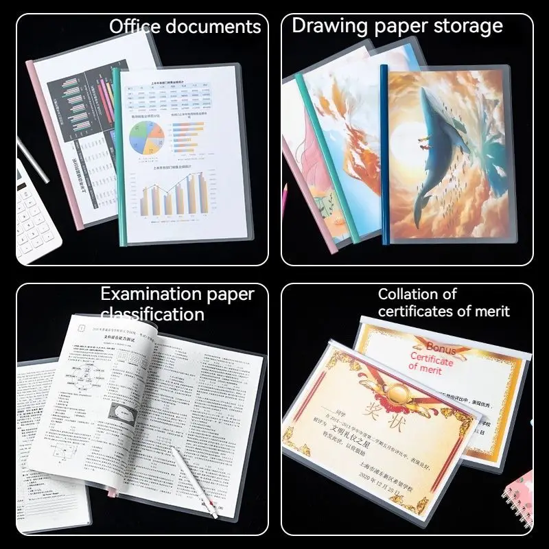 10 pz/lotto Rod Folder Pull Rod Clip Water Drop Rod inserto addensato trasparente Office Report restrain document File Bag