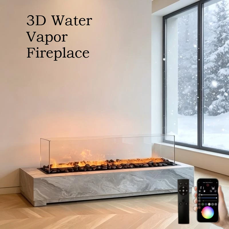 Custom Size 3D Vapor Fireplace Insert for Villa and Hotel Lobby Decoration Smart Home Integrated Water Vapor Fireplace Insert