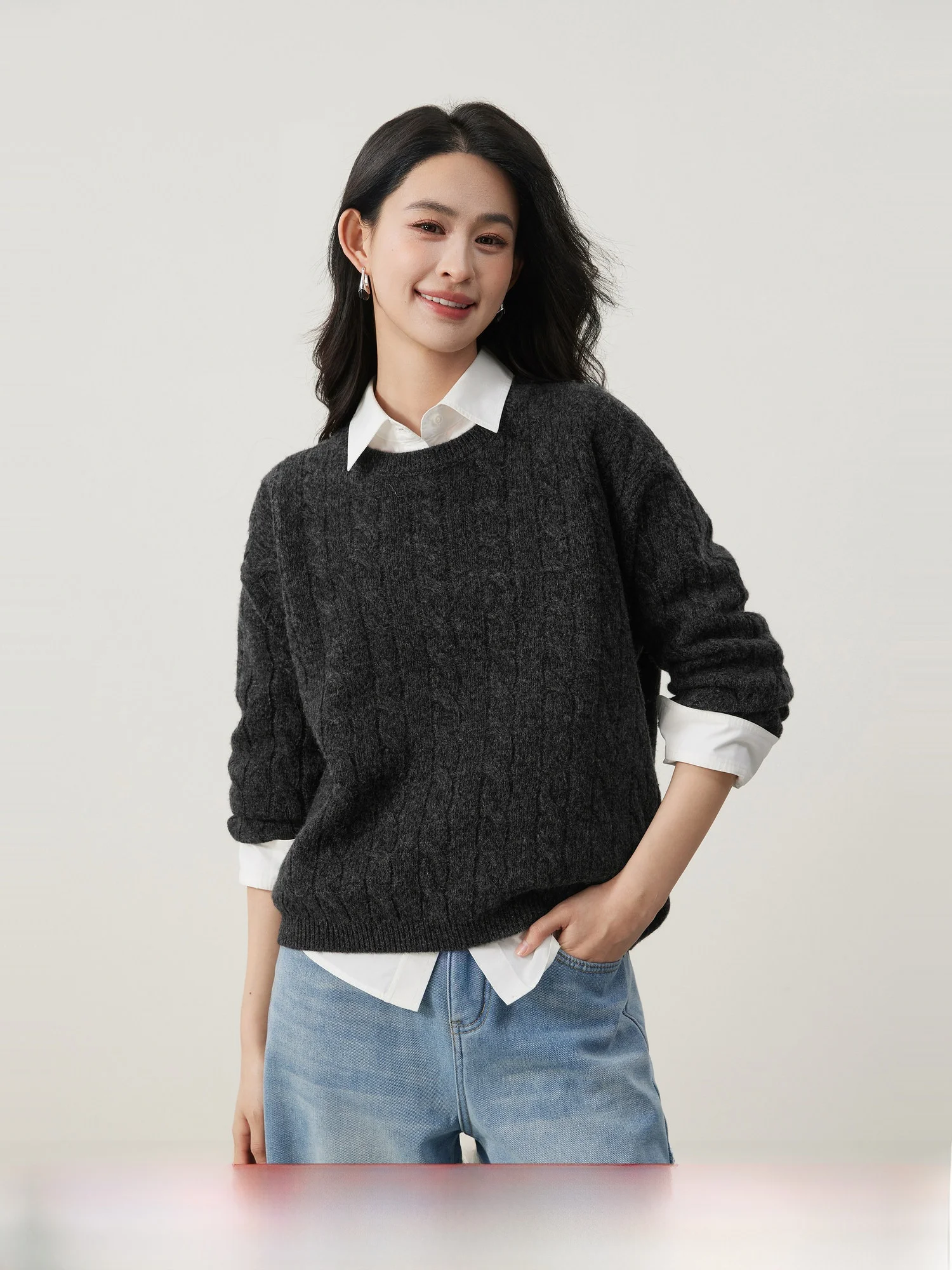 

Высококачественный винтажный вязаный свитер Mijia для женщин, полностью шерстяной, с вышитой текстурой, в расслабленном стиле, мягкий шерстяной кардиган