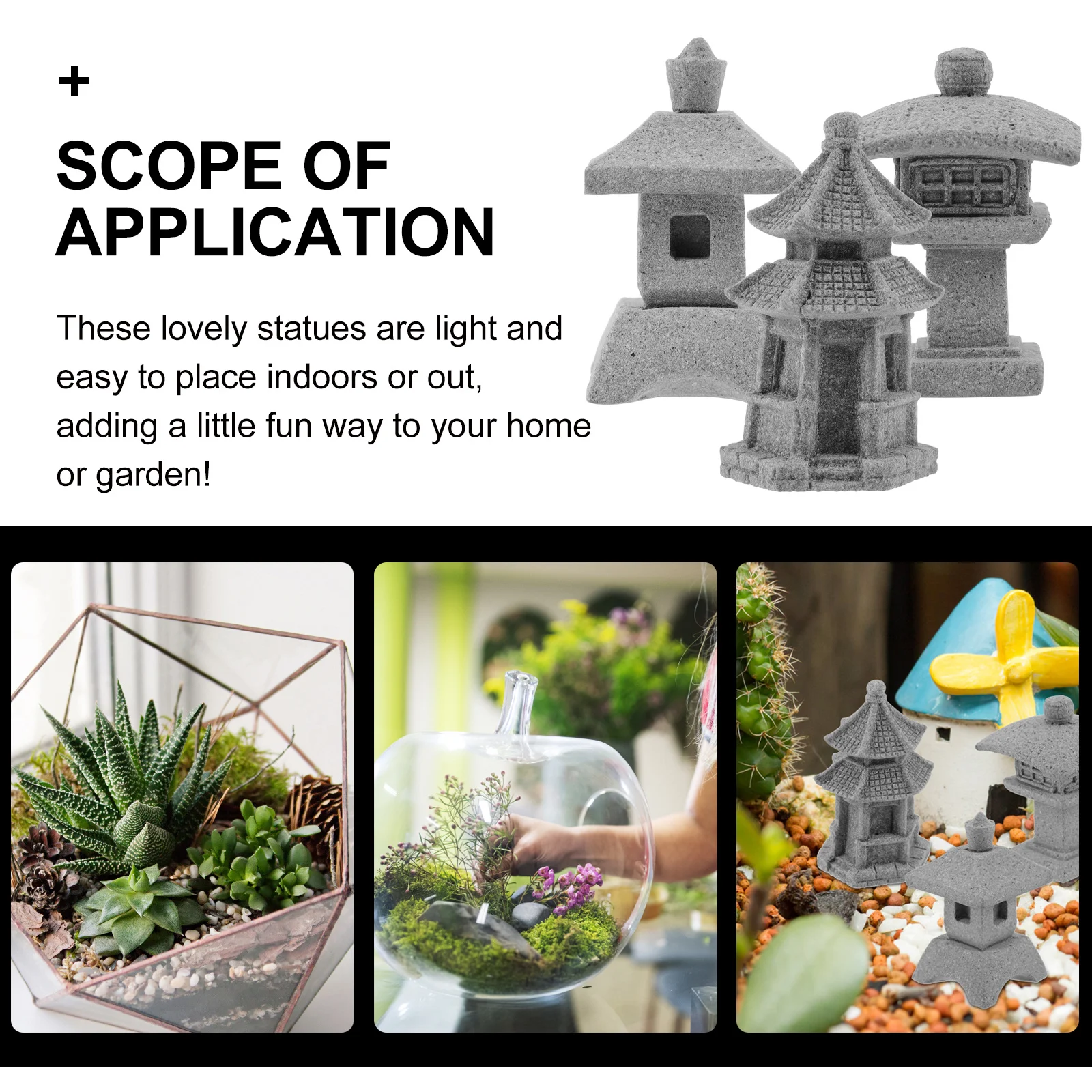 

3Pcs Stone Pavilion Landscape Ornament Premium Sandstone Pagoda Garden Decoration Miniature Outdoor Indoor Bonsai Accessories