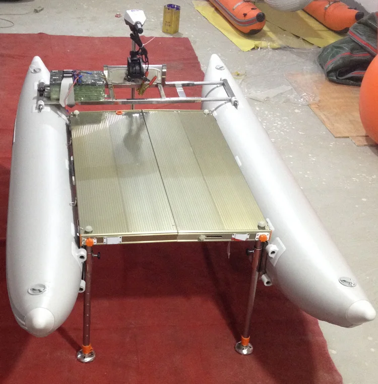 Inflatable pontoon for fishing platform with accessories