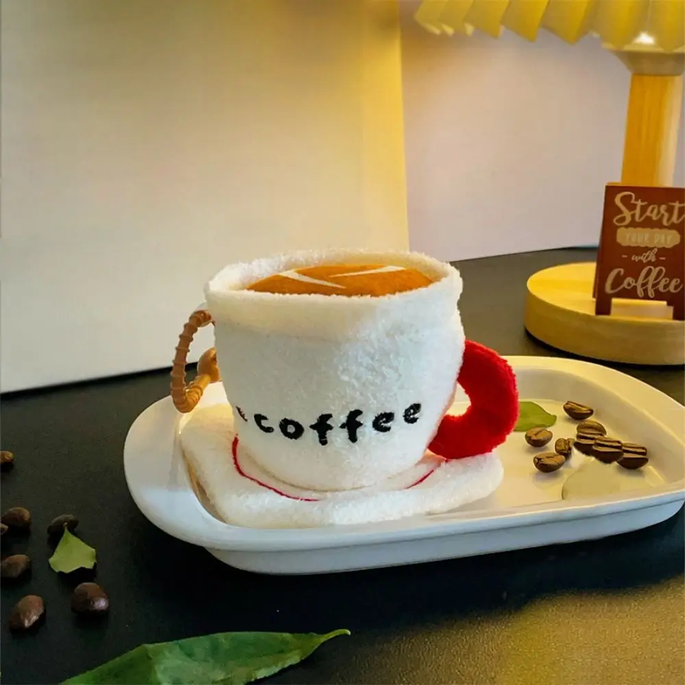 New Simulation Coffee Cup Coffee Cup Pendant Keychain Personality Handmade Backpack Keychain Soft Bag Pendant