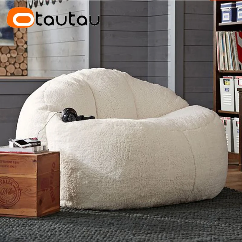 OTAUTAU Bean Bag Sofa Bed Pouf No Filling Stuffed Giant Beanbag Ottoman Relax Lounge Chair Tatami Floor Seat Furniture SF018